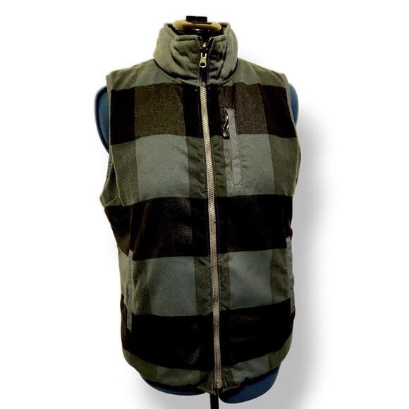 Carhartt Other - Carhartt Vest Mens Green Reversible Quilted Puffer Flannel Lined Full Zip M 8/10